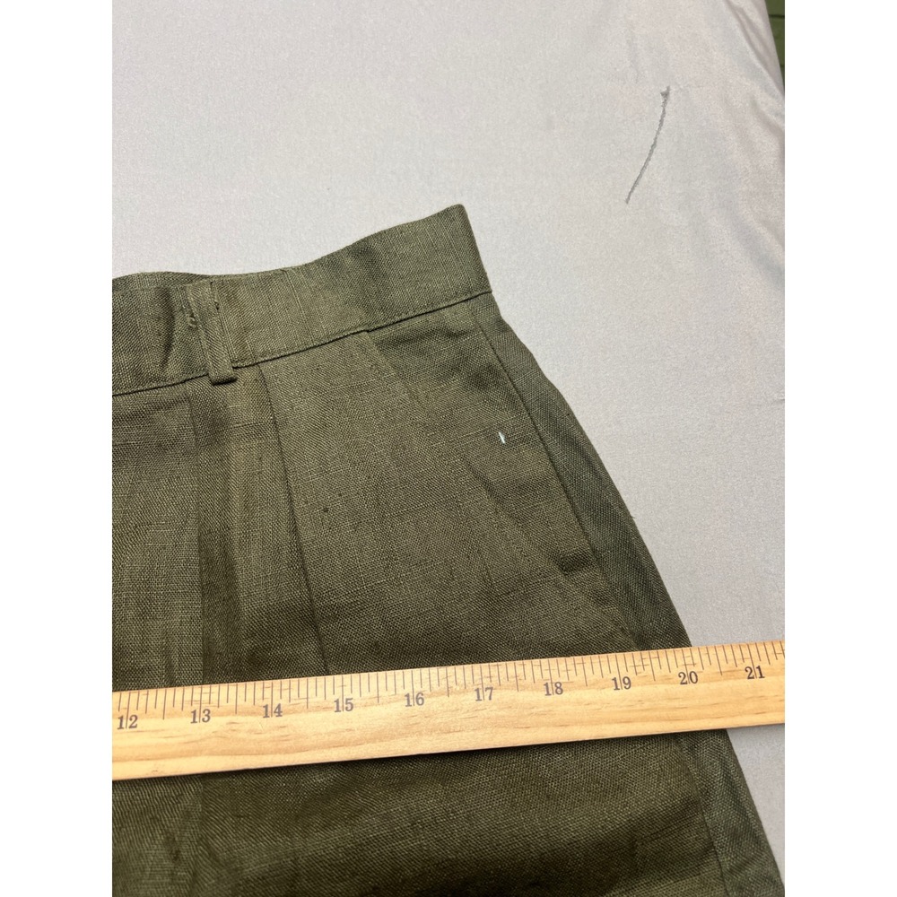 Classiques Entier Olive Green 100% Linen Pleated Lined Shorts Womens 14 Vintage - Picture 6 of 7